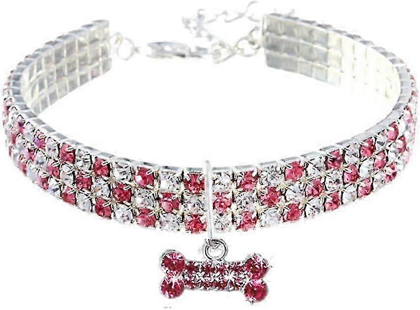 Bone Shaped Adjustable Crystal Rhinestone Pet Collar - Small Pet Collar