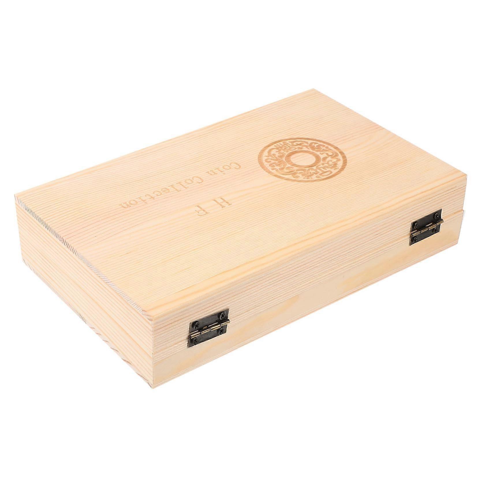 1piece wooden box for storing banknotes and stamps, collector's box for currencies, documents, and souvenirs with interior layout for display.