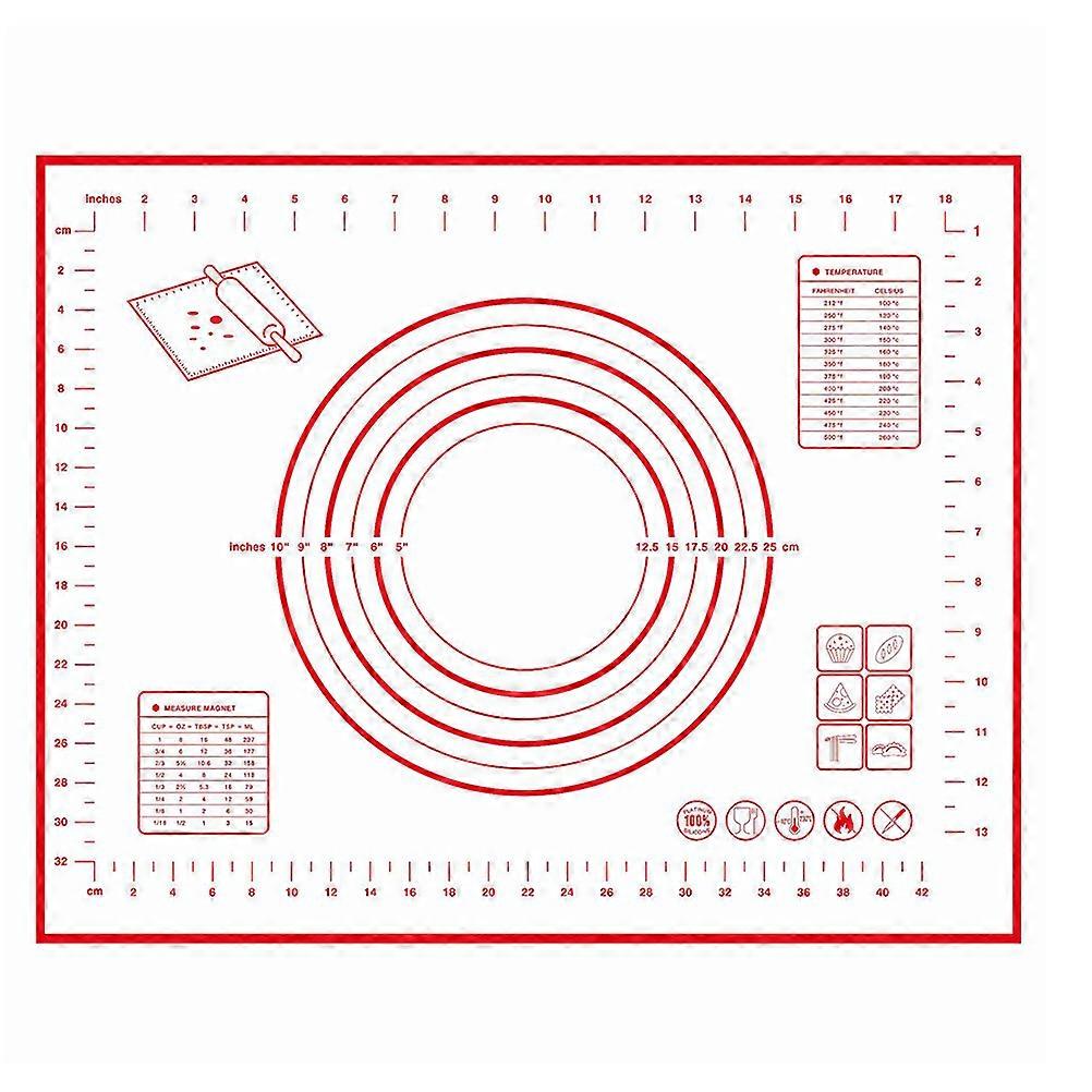 Silicone Kneading Mat For Baking And Pastry Making 50X40X0.4CM Red Scale Design Kitchen Accessory 1Pack