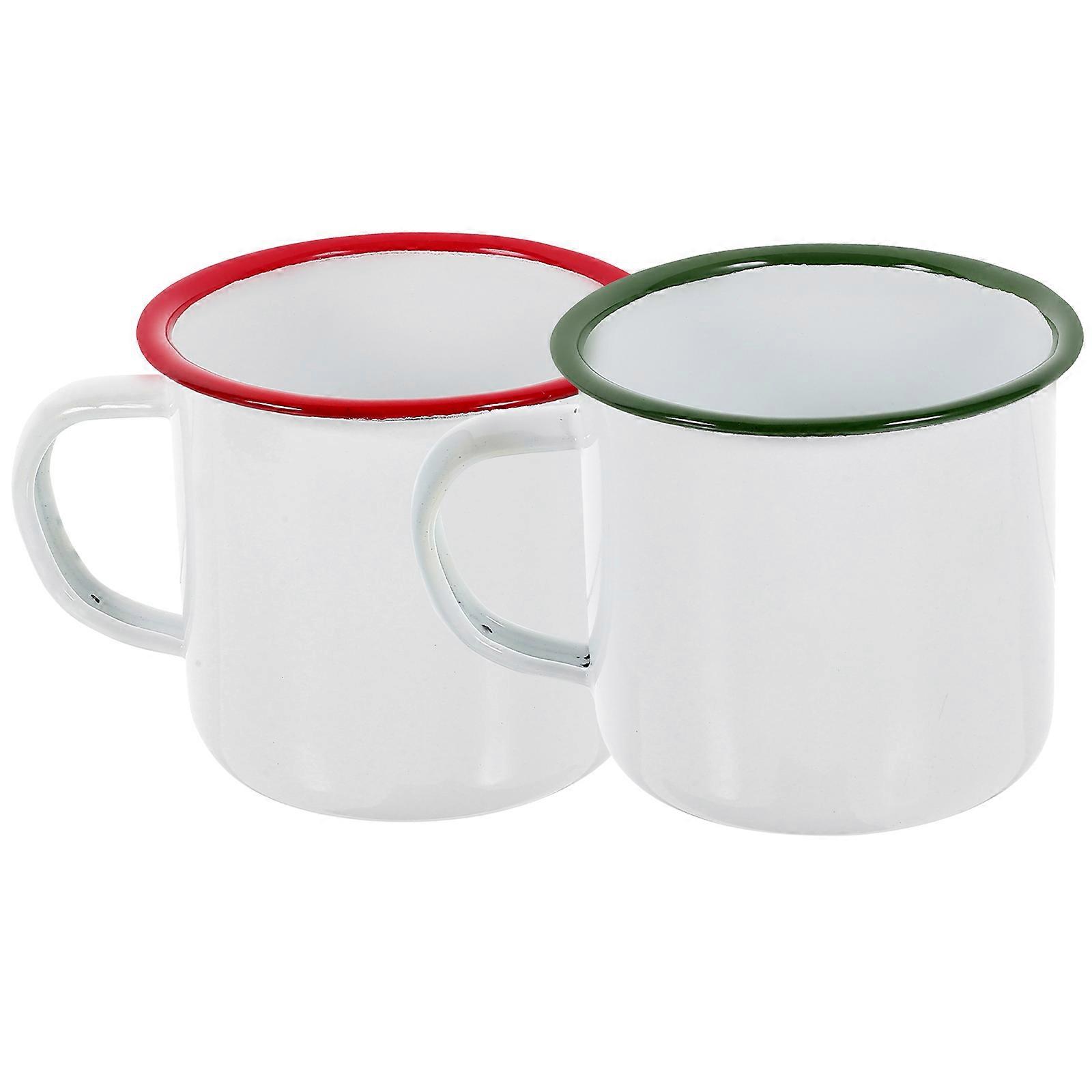 Enamel Mug for Storage Simple Style and Assorted Colors Durable for Long Term Use 2Pcs