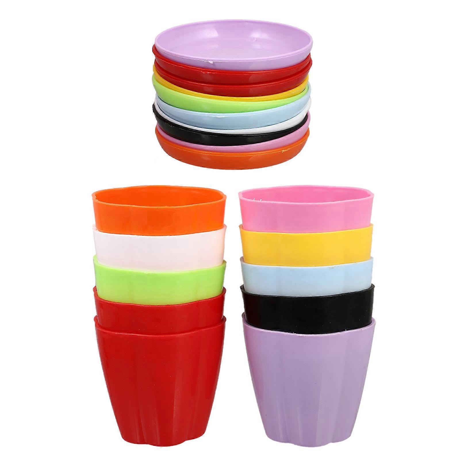 Decorative Succulent Pots 10Pcs Multi Colored Plastic Flower Pots Ideal For Decorating Table And Desk