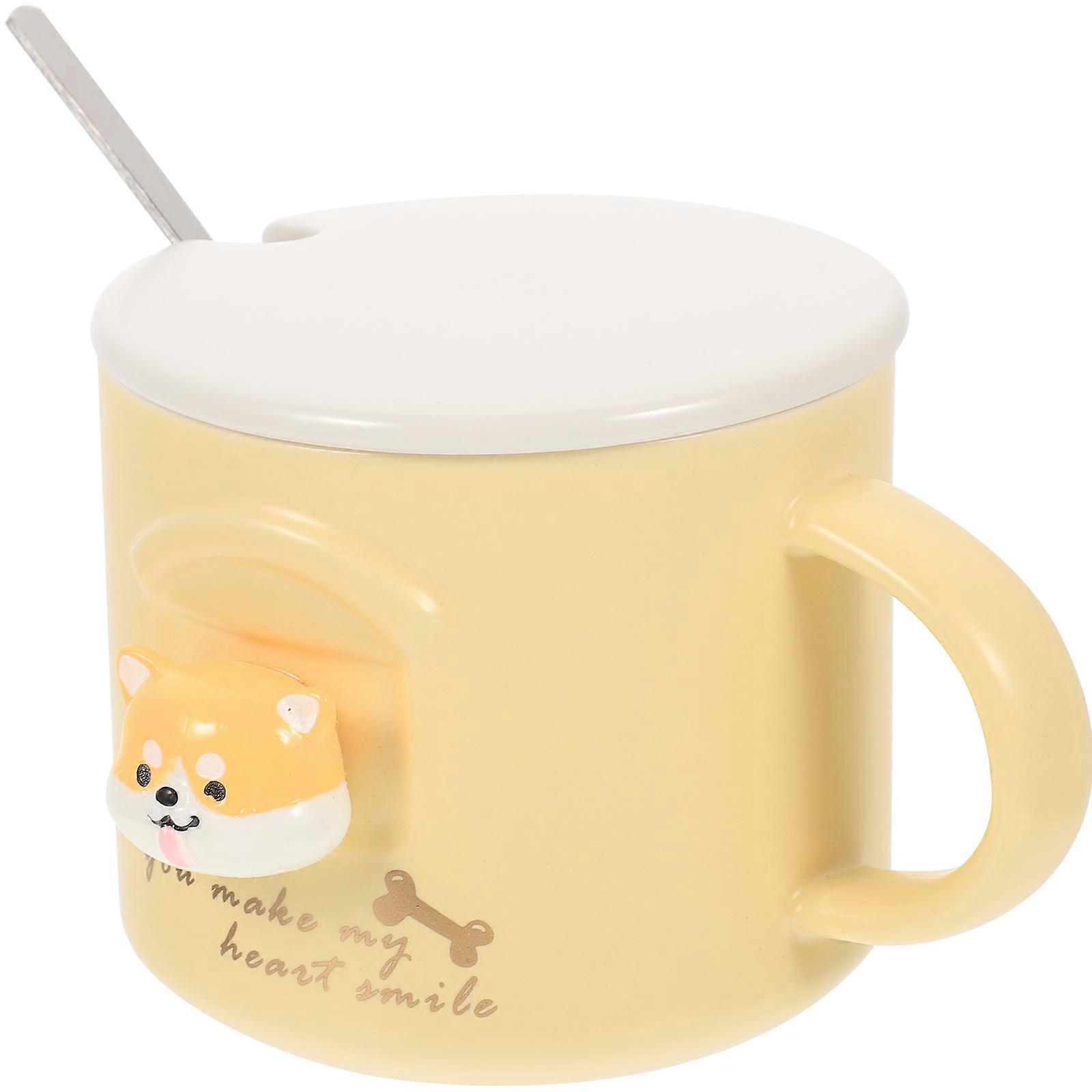 Adorable Cartoon Ceramic Mug For Family Friends Relaxation Time 400ML Capacity Simple Design 1 Set