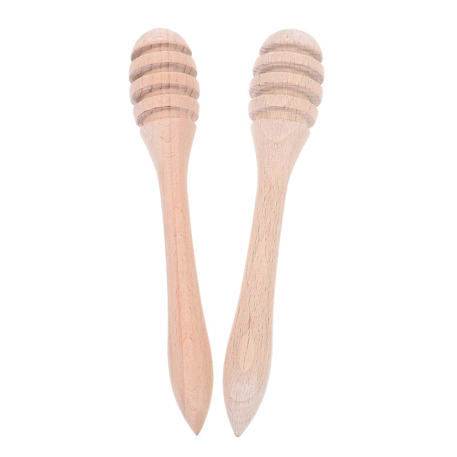 Wooden Honey Stir Wands 2Pcs Crafted For Bakers And Pastry Chefs Light Brown Color With Easy Cleaning And Maintenance Features