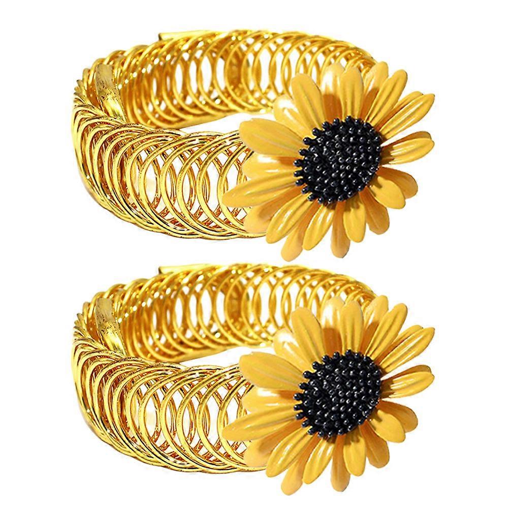 Curtain Tiebacks with Sunflower Design for Decoration Metal Yellow 2 Pieces
