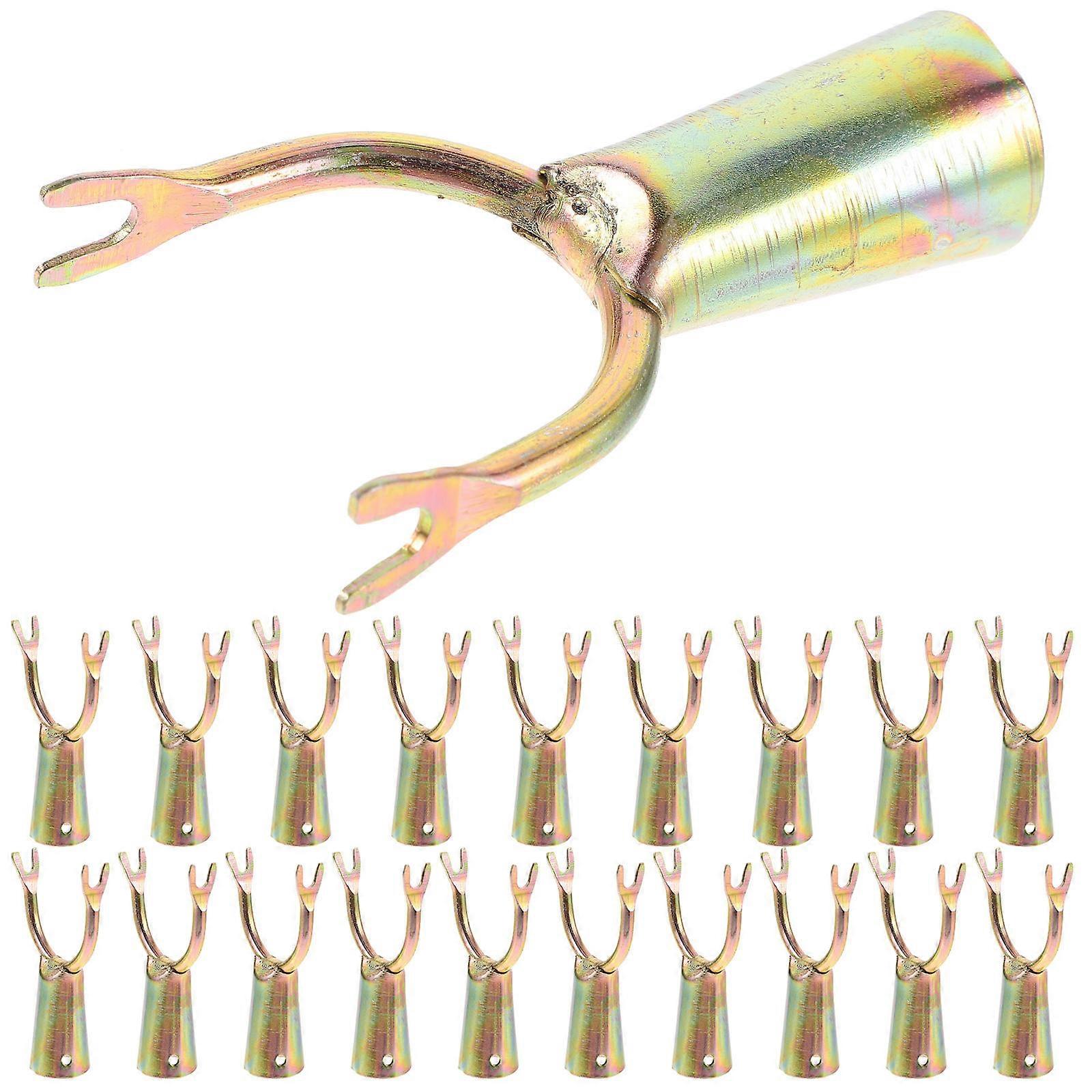 Home Clothes Pole Connector Fork Replacement with 20Pcs Iron Clothes Fork