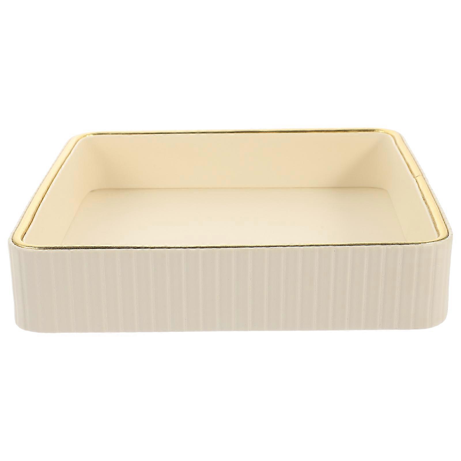 Entryway Key Tray White Dust-Resistant Storage Holder for Home