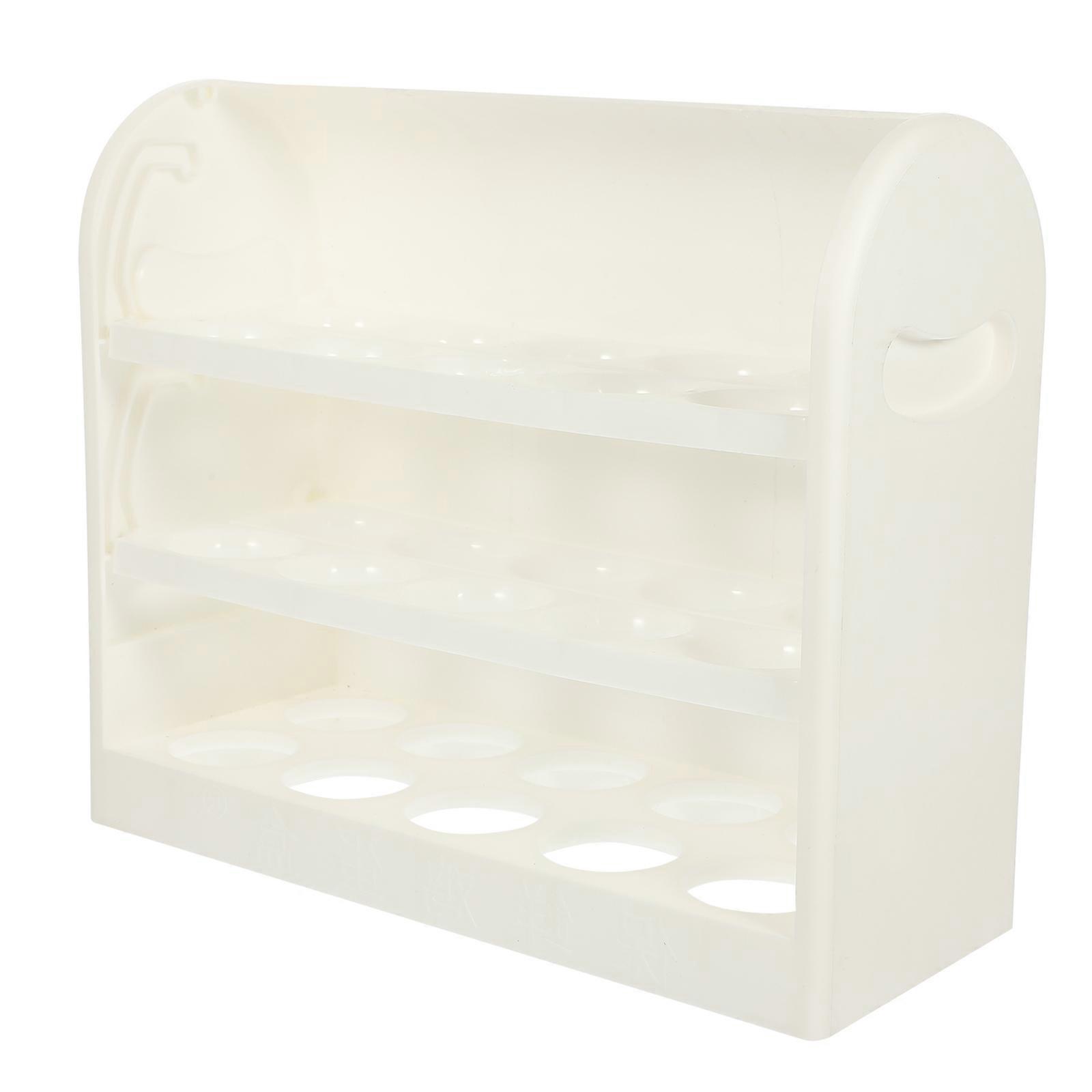 White Plastic Egg Holder Rack for Home Use with MultiLayer Design and Large Capacity 6.3 x 4.7 inches