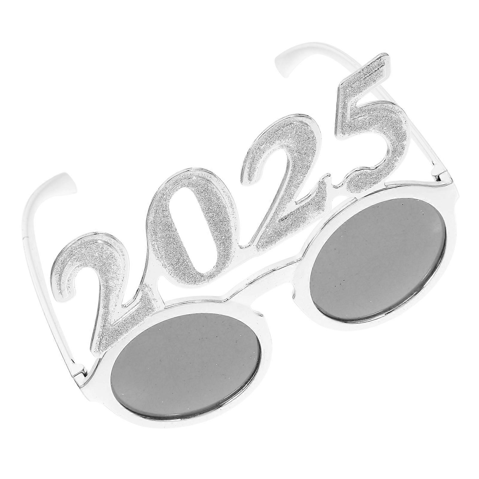 2025 Eyeglasses New Year Eyeglasses Prop for Decoration Silver Pc