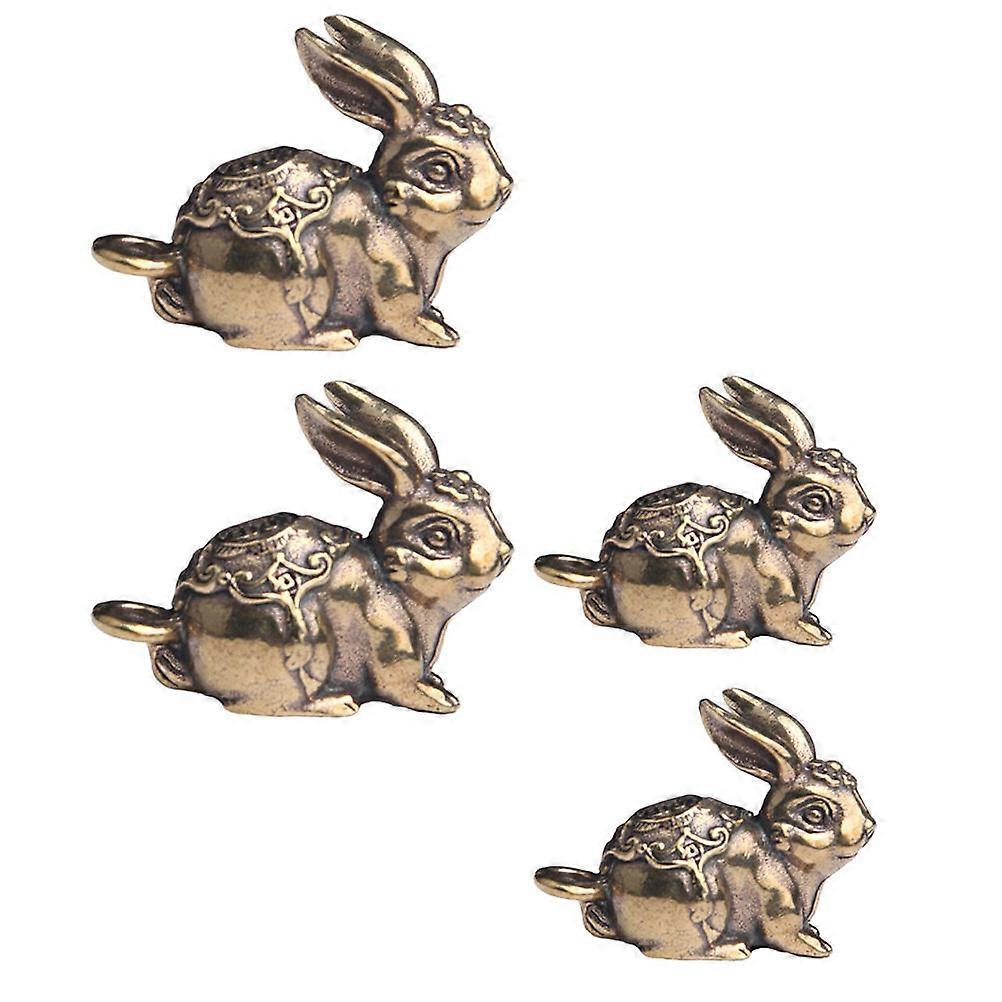 خمر أرنب مفتاح سلسلة المعلقات عالية الجودة النحاس معلقة الحلي للحرف اليدوية ، وديكور حلقة المفاتيح ، ومقتنيات زودياك (4 قطع)