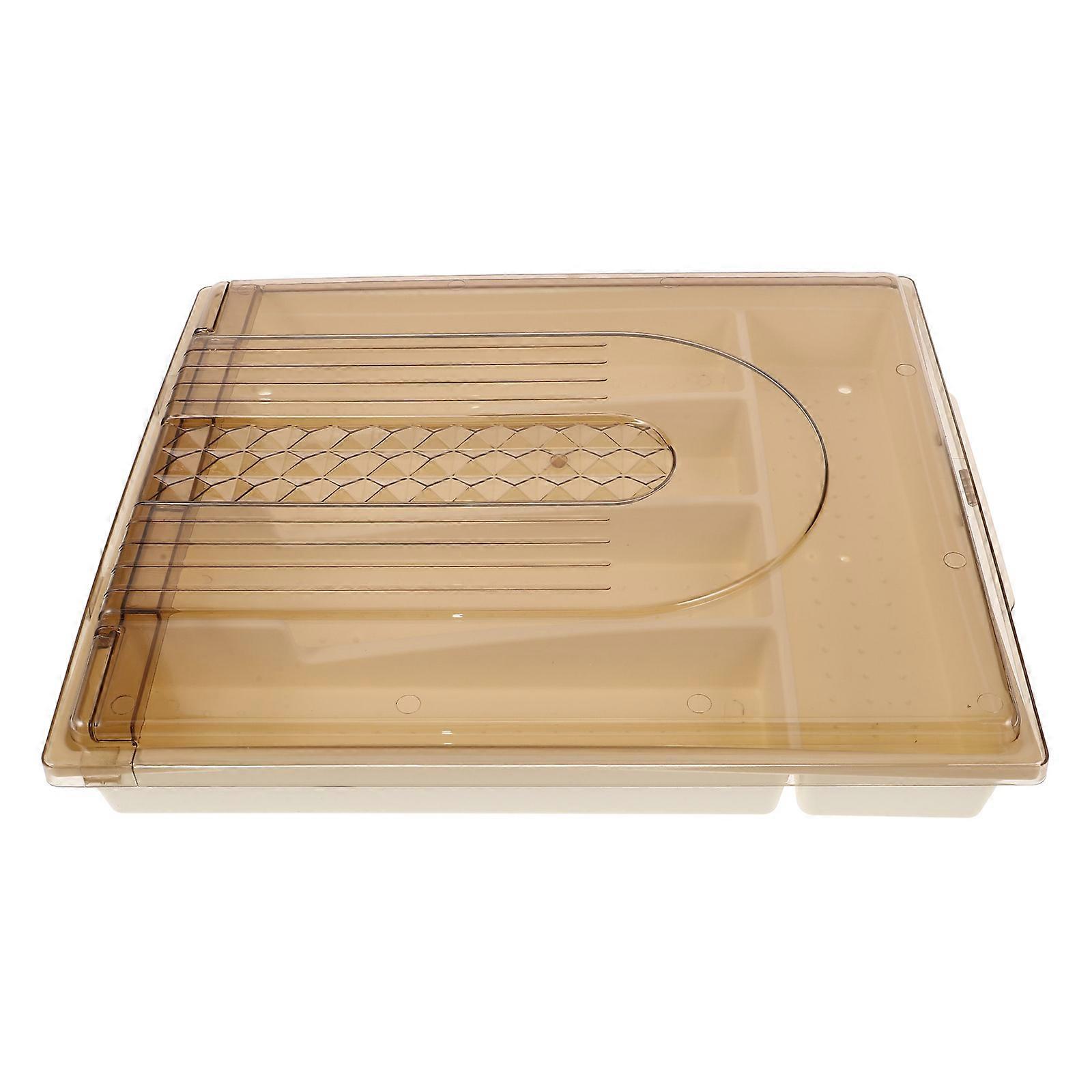 Kitchen Utensil Organizer Cutlery Box with Lid Daily Use Cream Color 33.50X28.50X5.00CM Classification 1Pcs