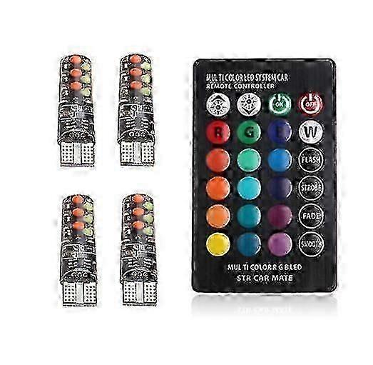 T10 W5W RGB LED Canbus 194 168 W5W 5050SMDドーム読書車のライトオートランプRGB LED電球(リモコン付き)12V
