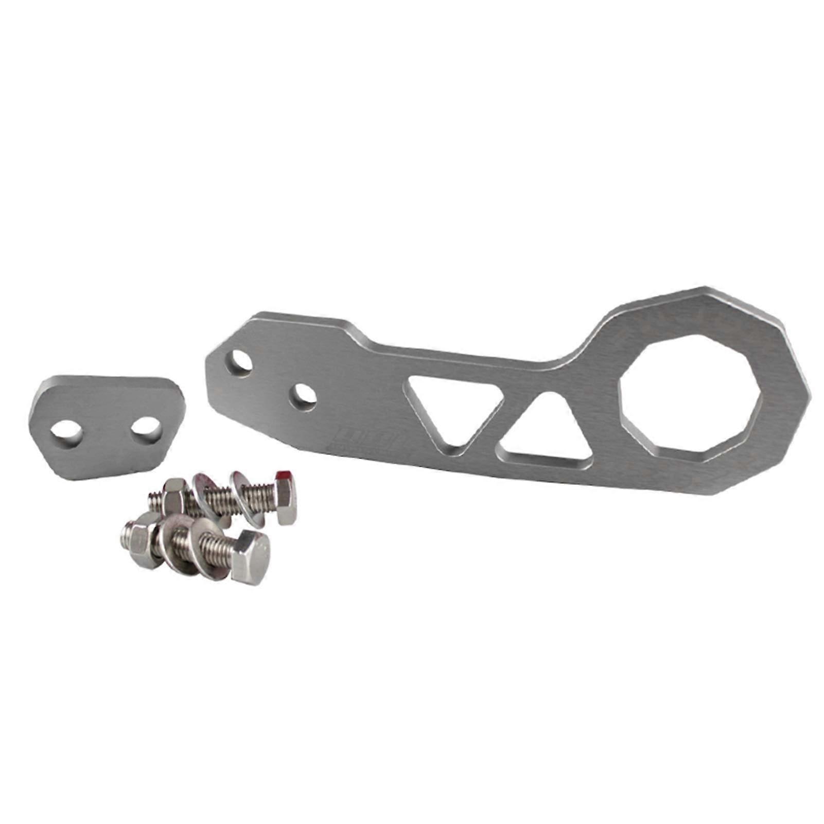 Towing Bar Set, Universal Aluminium Tow Hook for Most Cars, Rear Tow Hook Ring, Silver Finish