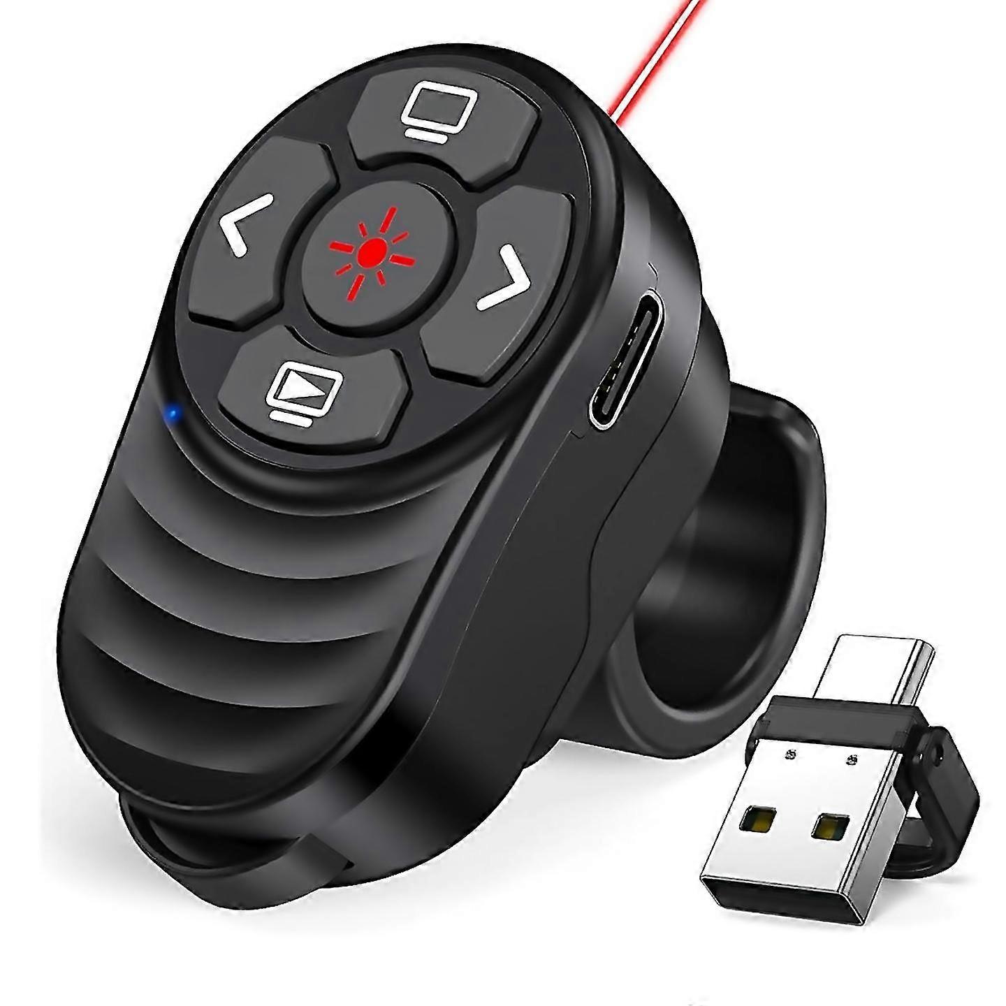 For Rechargeable Usb Type C Wireless Presentation Clicker Finger Ring Presentations Powerpoint Click