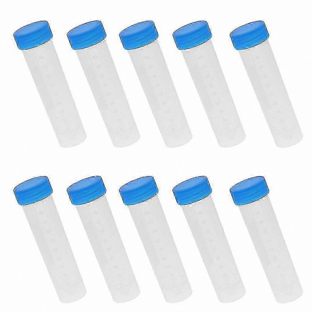 50ml Lab Test Tubes with Lids, 10-Pack Plastic Centrifuge Tubes for Experiments