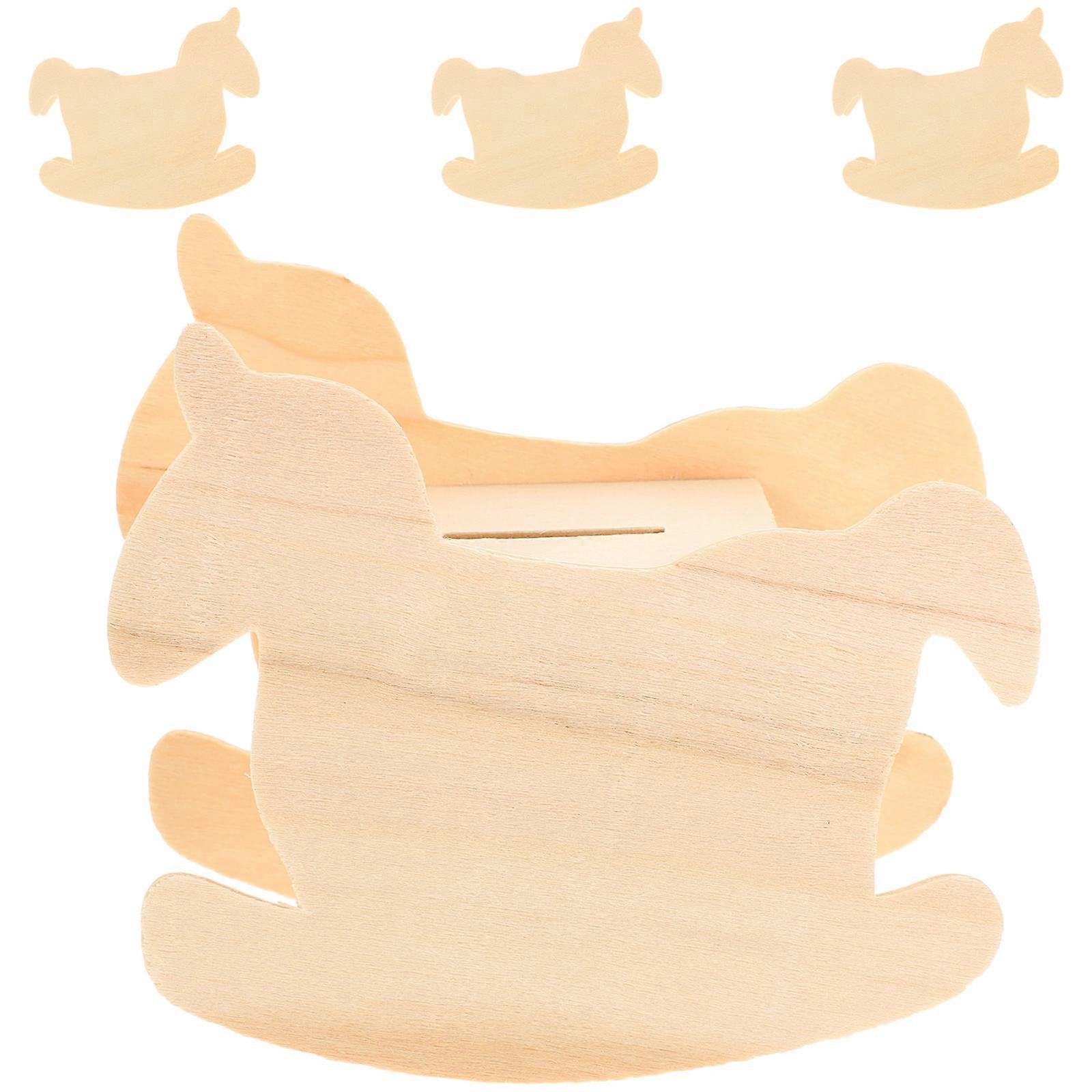 8 Pcs Rectangular Wooden Saving Jars Blank Design Savings Storage Gift Giving for Children