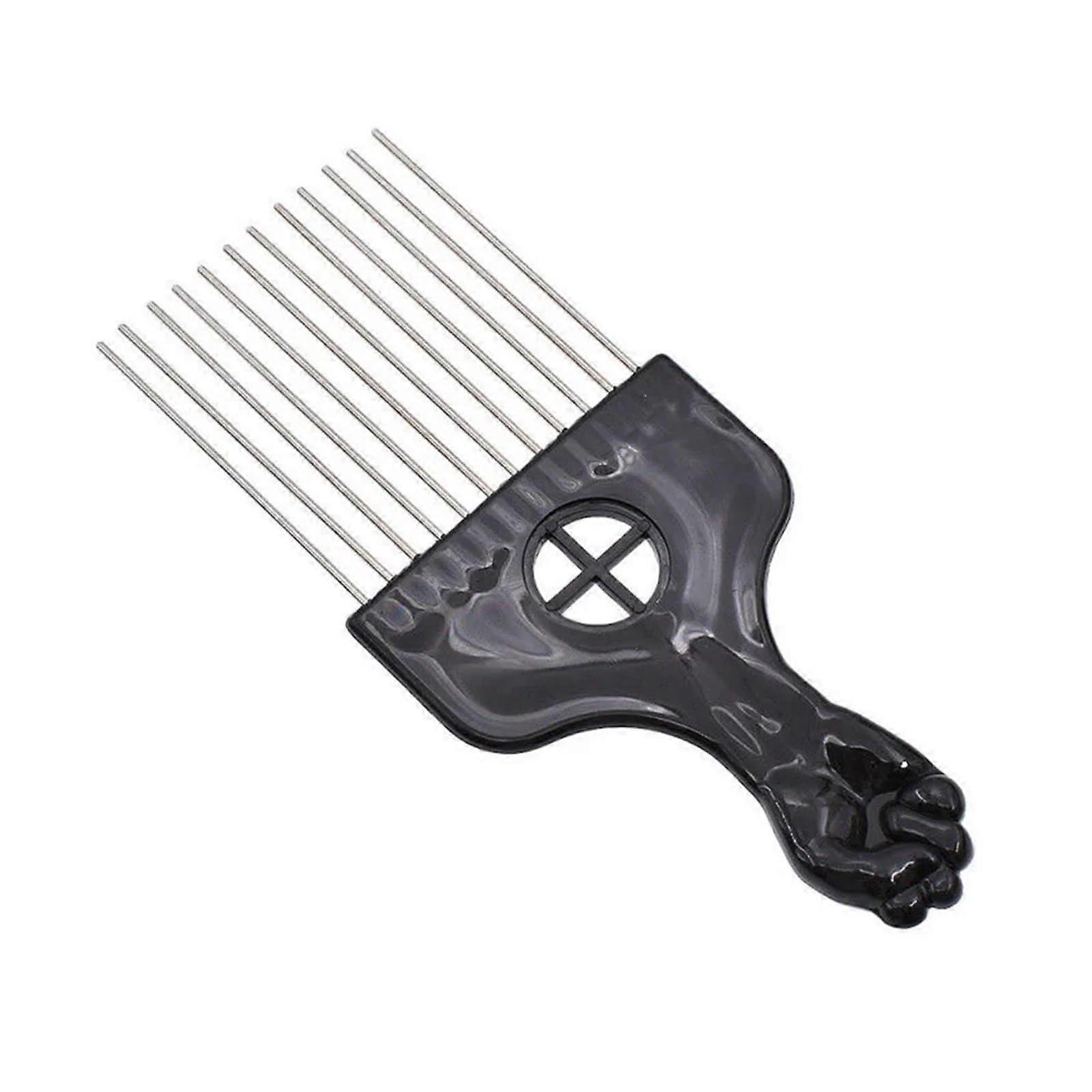 Afro Metal Comb Brush 3 Sizes Black Fist Pik Tool for African Hair Salon Styling and Hairdressing