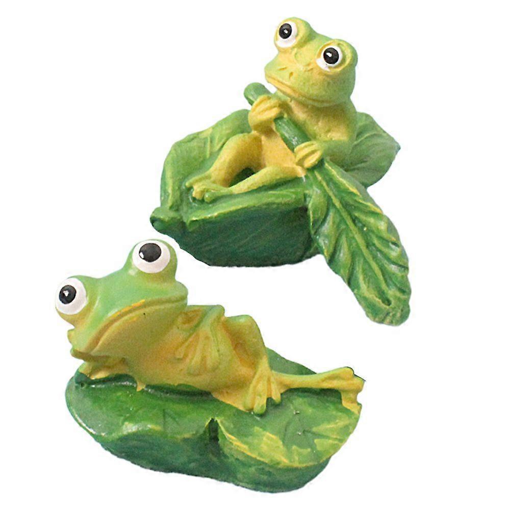 2pcs Mini Frog Decors Tabletop Resin Craft Frog Models Small Frog Crafts Decors