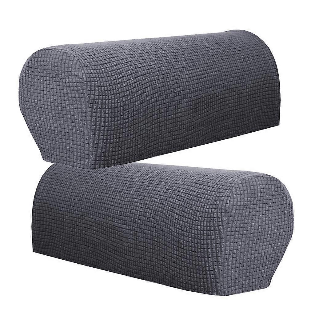 Set Of 2 Sofa Armrest Cover Stretch Fabric For Couches Armchairs Recliners  Gray