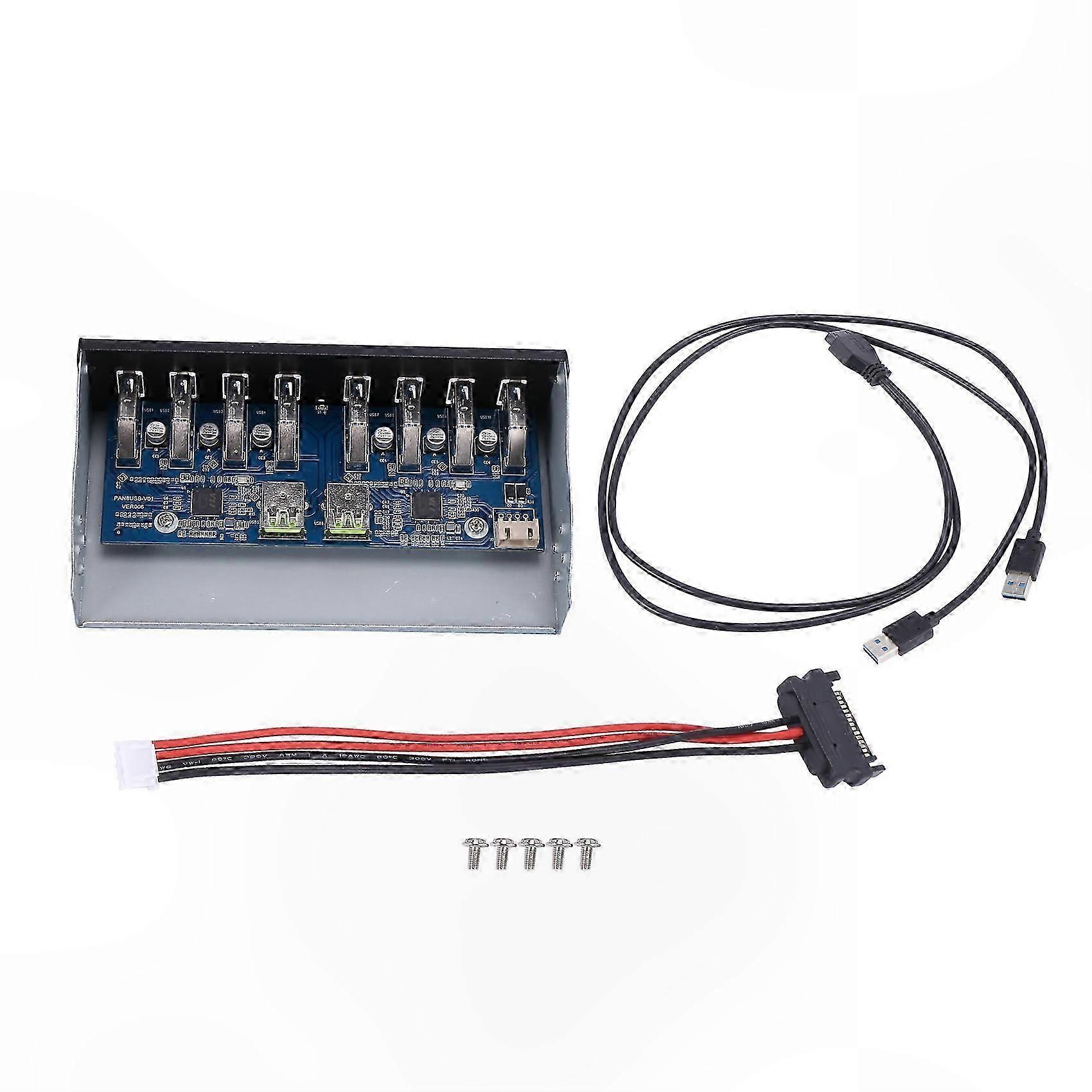 8-Port USB 3.0 Hub with 19-Pin Connector, 5.25" Optical Drive Bay Adapter for PC Case Front Panel