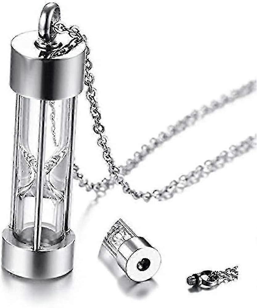Temps Mémoire Sablier Verre Crémation Bijoux Urne Collier Pour Cendres Souvenir Mémorial verre-argent XiXi