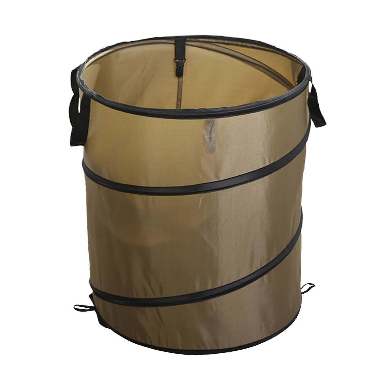 Outdoor Camping Trash Can Foldable Garden Trash Bin Portable Garbage Bin For Backpacking Hiking RV Travel Dark Brown