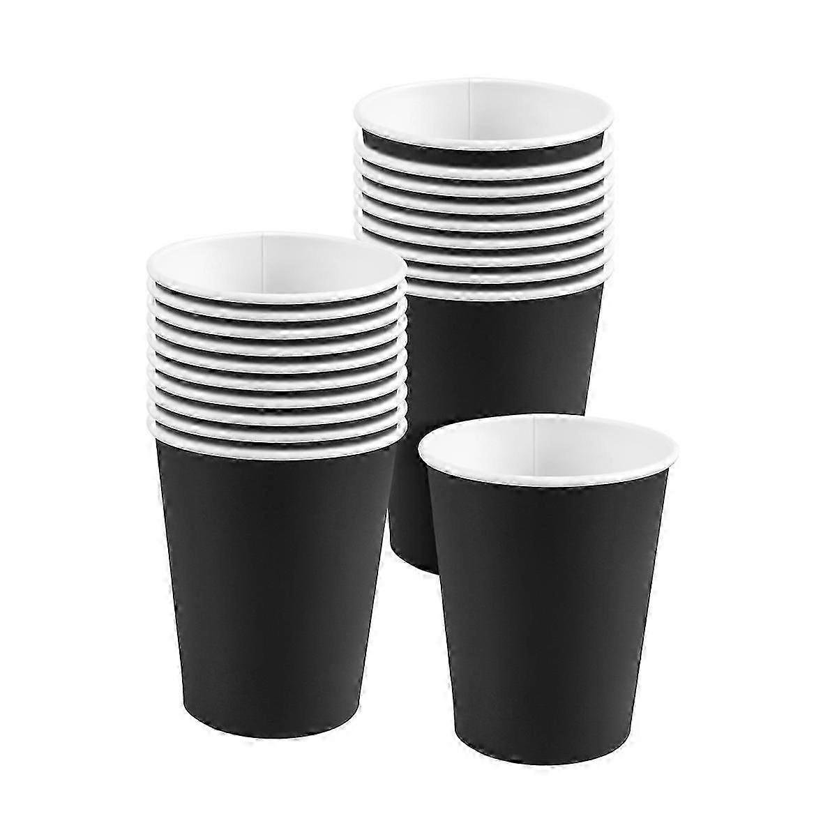 20 Paper Cups (9oz) - Plain Solid Colours Birthday Catering(black)
