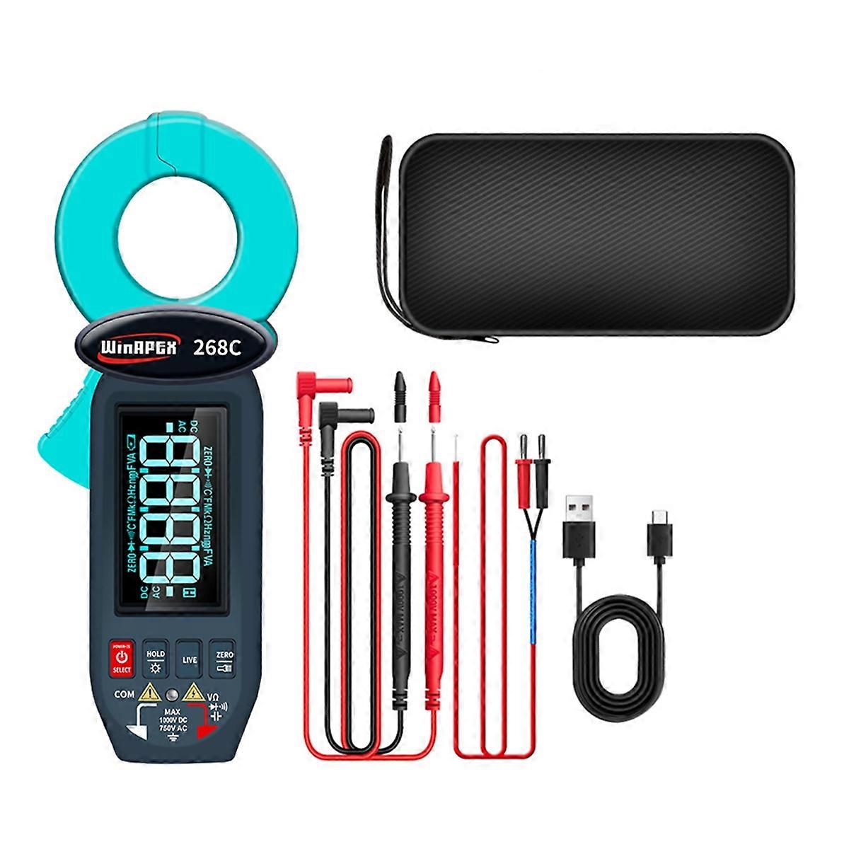 Leakage Current Detect Clamp Meter 0.01mA True RMS 60A AC DC Current Voltage Temp Screen Rotation NC