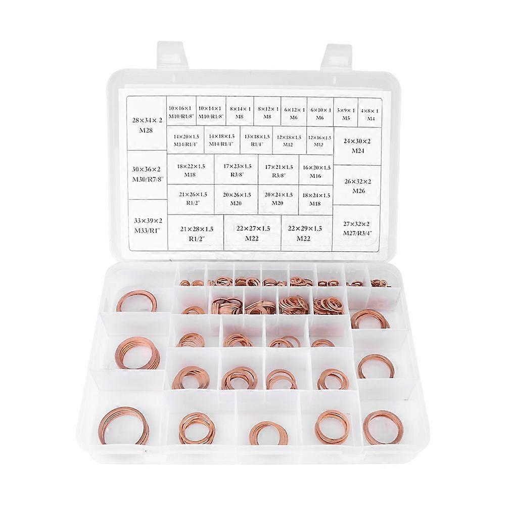 570pcs 30 Größen Kupfer Unterlegscheiben Flachring Set Kit mit Kunststoffbox