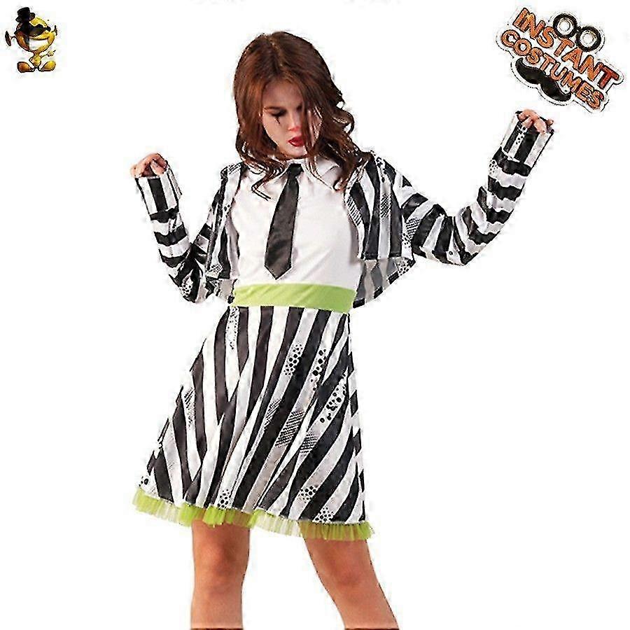 Halloween Adults Women's And Men's Striped Clown Cosplay Stage Perf...