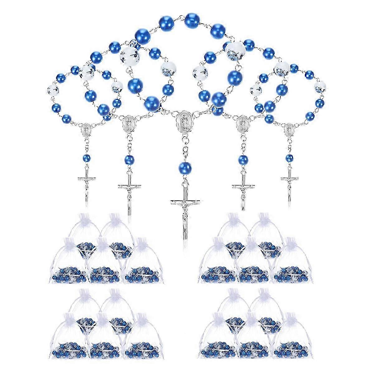 25 Pieces Blue Baptism Rosary Mini Rosaries Small Rosary Party
