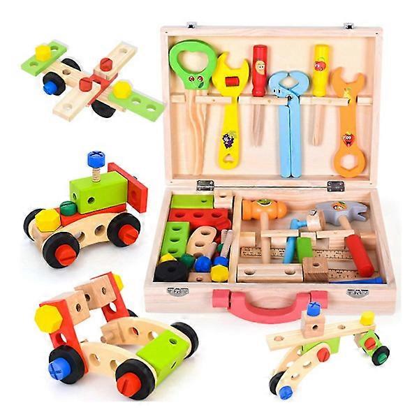 Simulation Wood Toolbox with Tools Kids Pretend Play Toy
