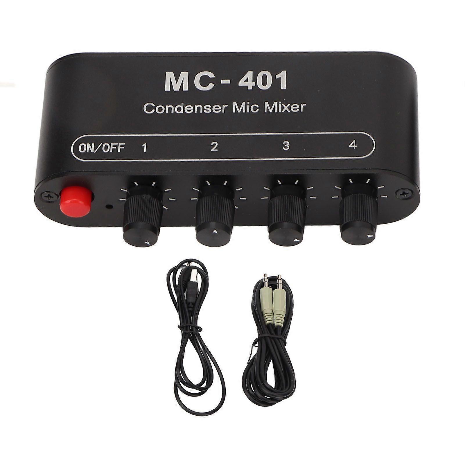 4 in 1 Out Mic Mixer 3.5mm Stereo Small Portable Condenser Microphone Mixer Extender for Headphone Speaker PC