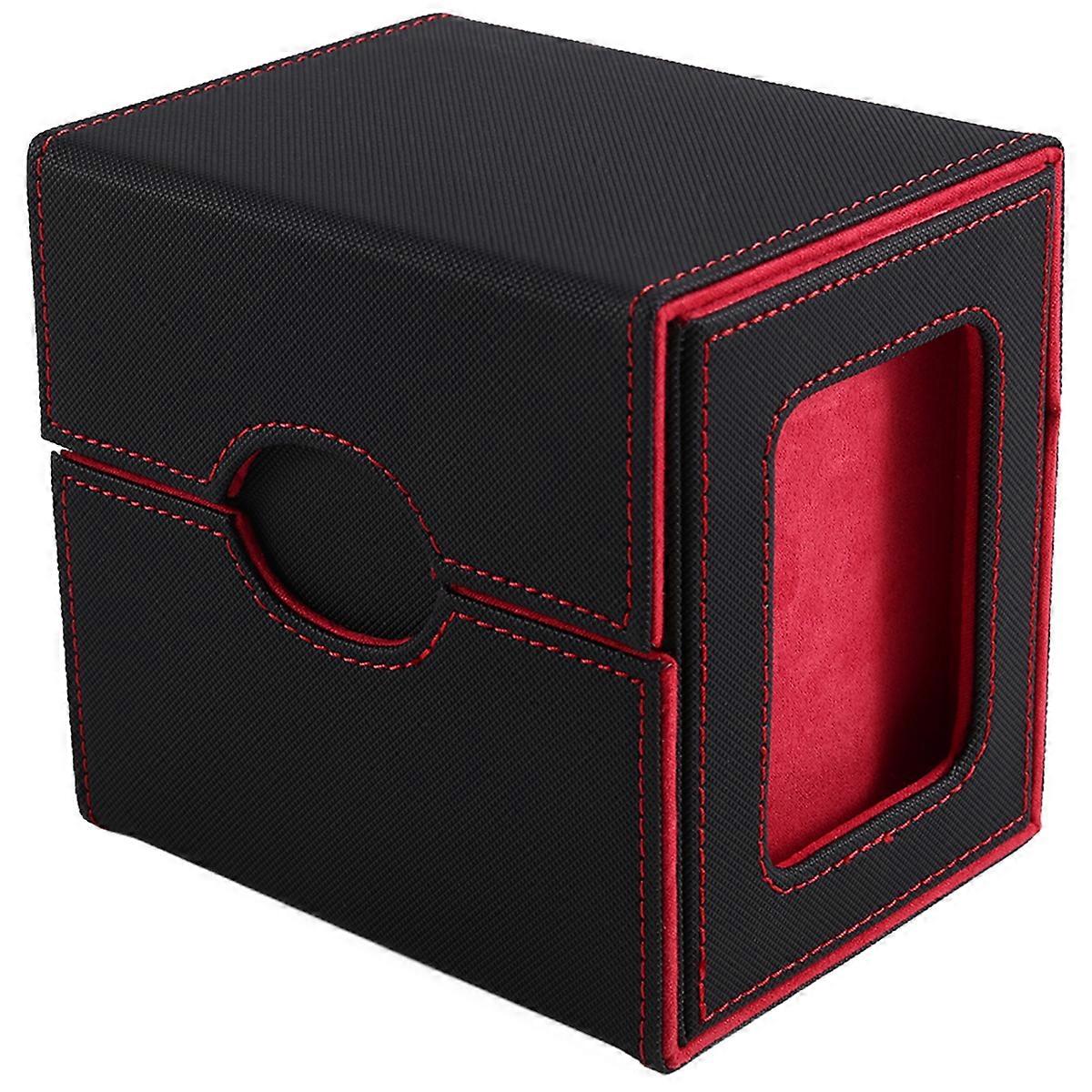 Card Storage Box for Trading Cards Deck Box Card Deck Box Card Case with Tray,2 Dividers,2 Magnetic Holders Black+Red