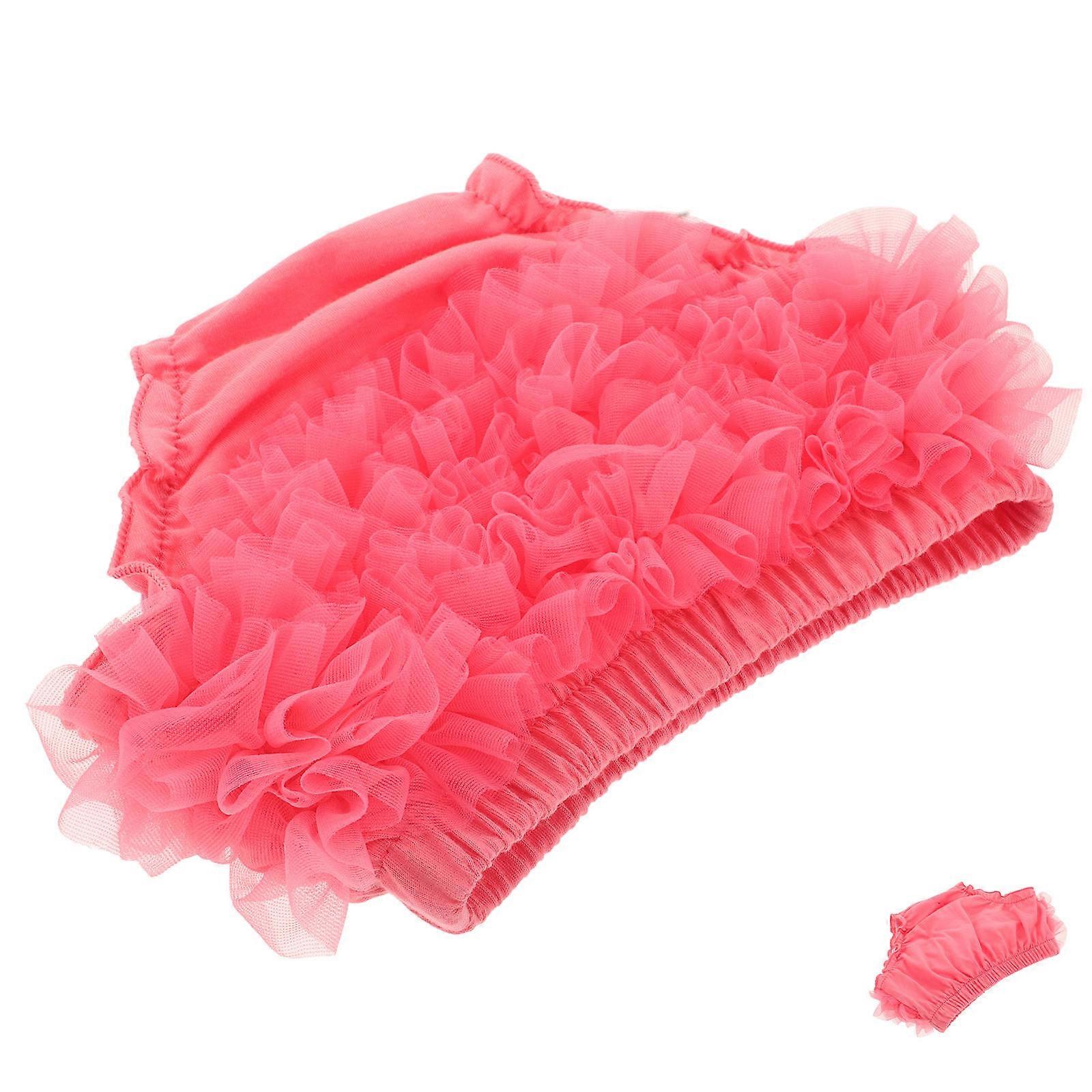 Infant Girls Cotton Bloomers with Tulle Ruffle for Summer Photoshoots and Parties Watermelon Red Adjustable Elastic Waistband 1Pack