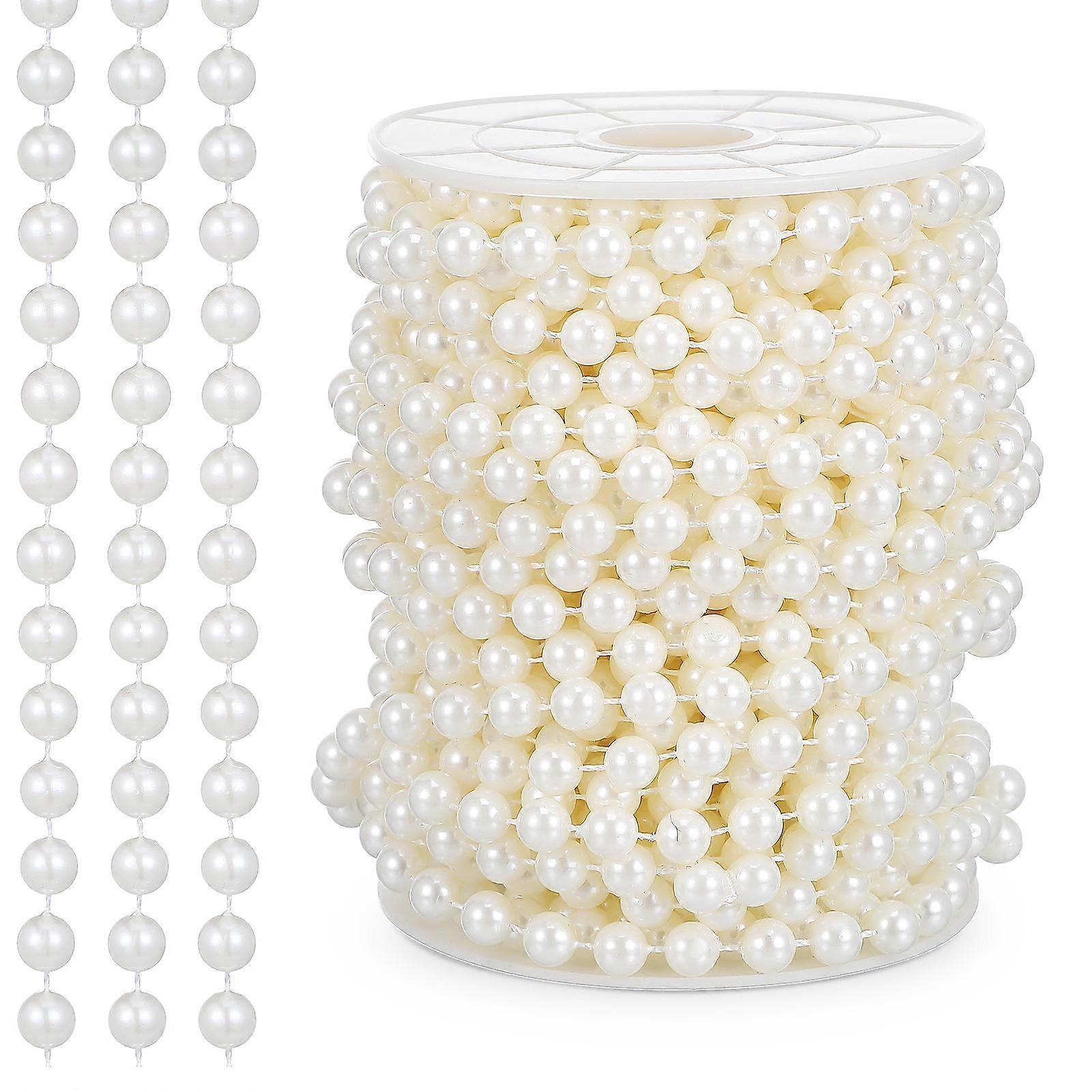 OUNONA 1 Roll Pearl String Artificial Garland Decorative Chain Beaded Trim Roll for Wedding Decoration 14 Feet