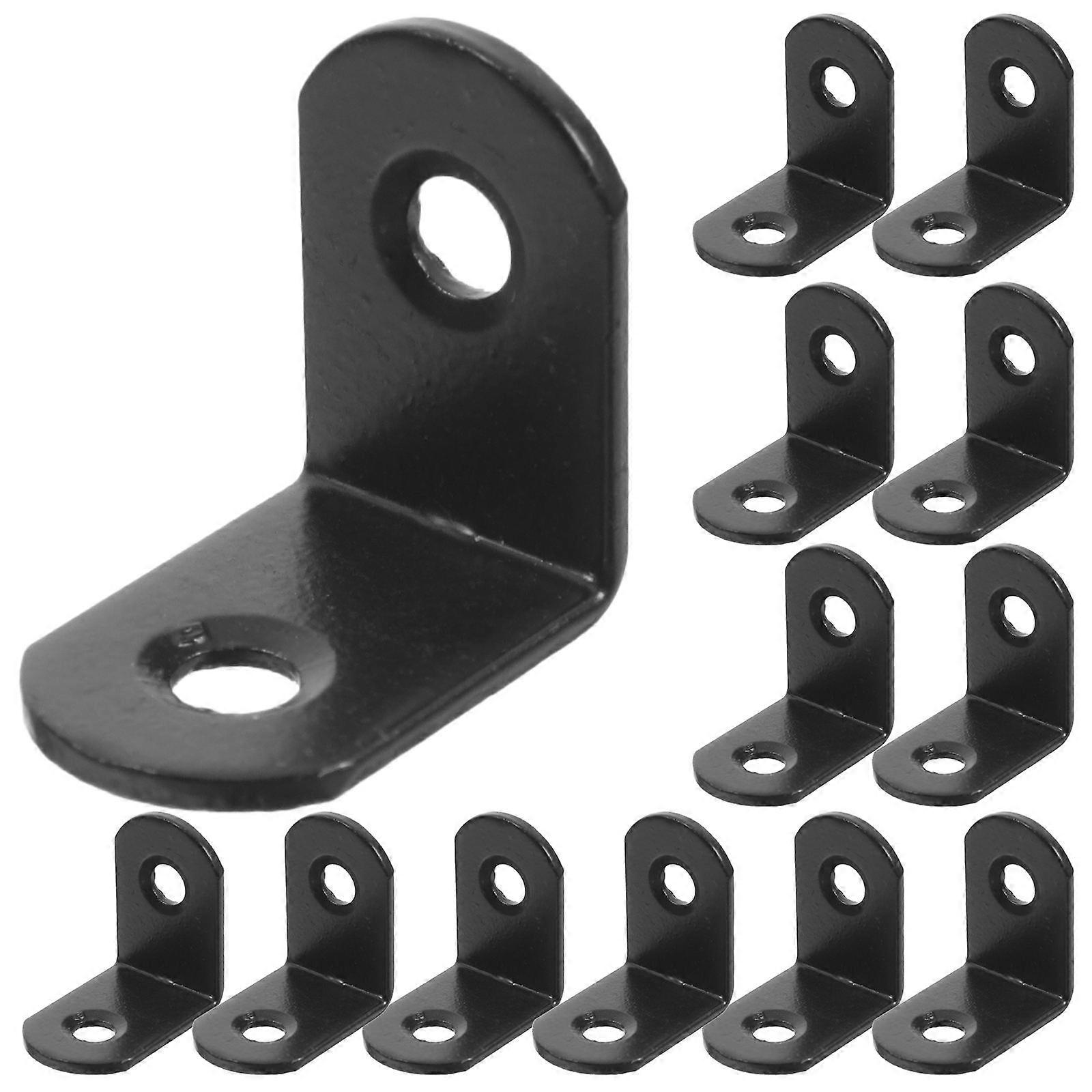 Rounded Right Angle L Shaped Bracket for Cabinet Securing Black Metal Corner Brackets 25x25x16mm 30Pcs