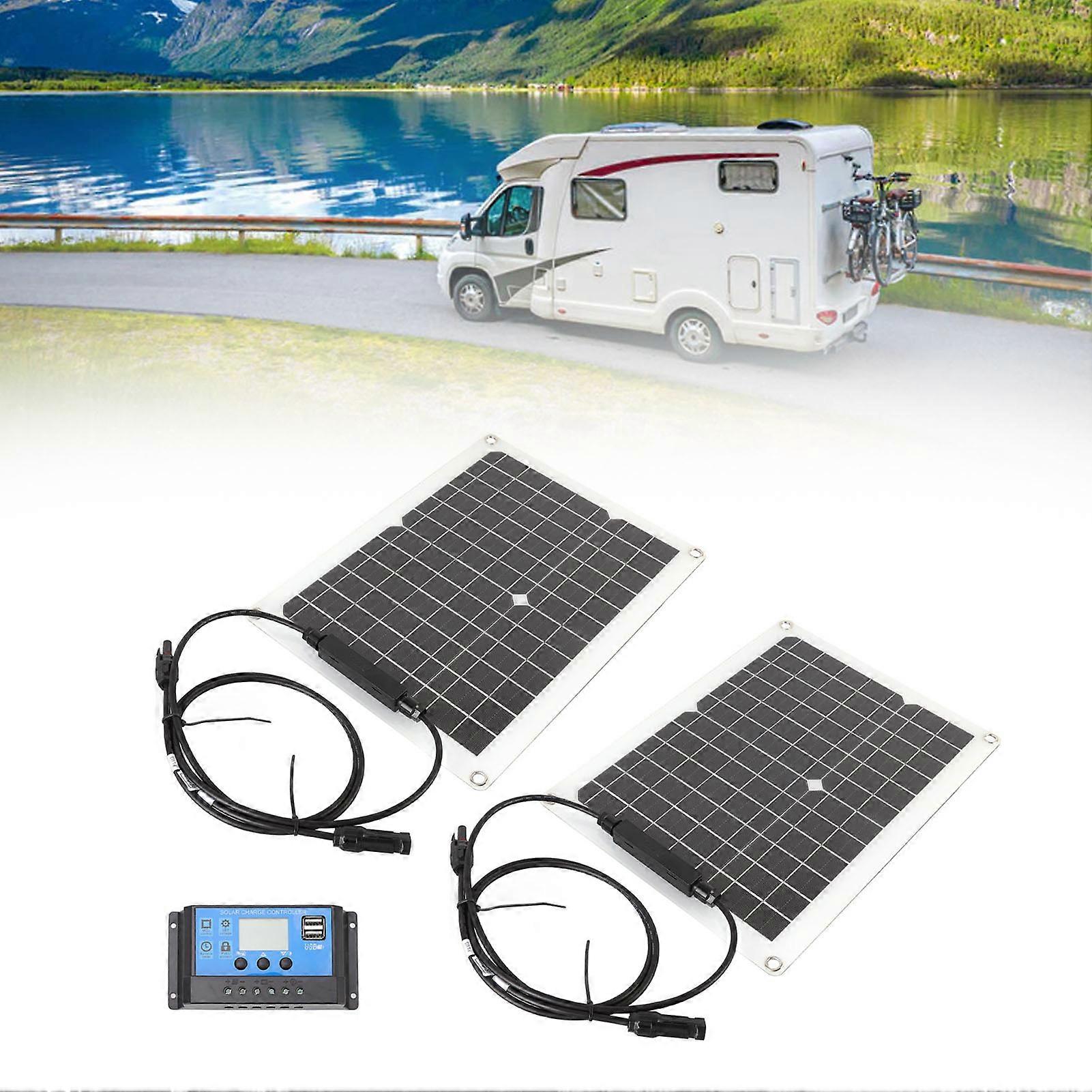 2pcs 50W Monocrystalline Solar Panel Kit with 10A Controller for Car Yacht RV