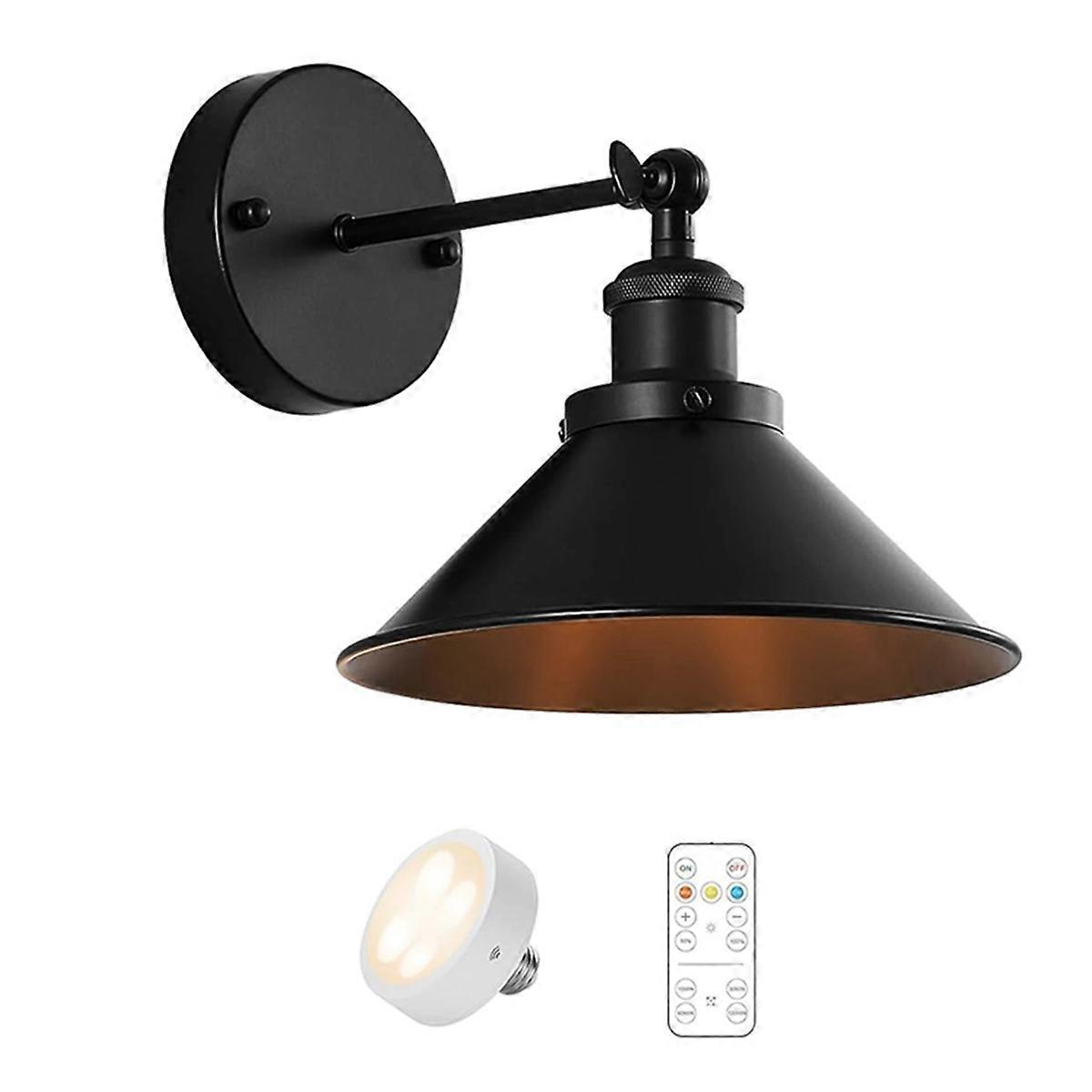 Black Vintage Wall Sconces, Led Wall Lights Wall Lamp Fixture Indoor with Remote Control for Bedroo