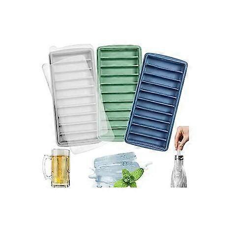 Pack Silicone Ice Cube Trays, Easy Release, Stackable with Lid, 10 Cavities, BPA