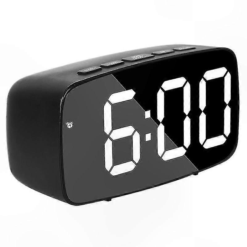 White LED Digital Alarm Clock with USB, 12/24H Time Display, Date, Temperature, and Snooze Function for Travel and Desk Use