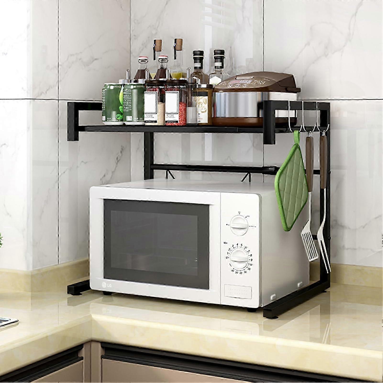 Extendable Microwave Oven Rack Adjustable Kitchen Counter Shelf Microwave Cabinet 2025