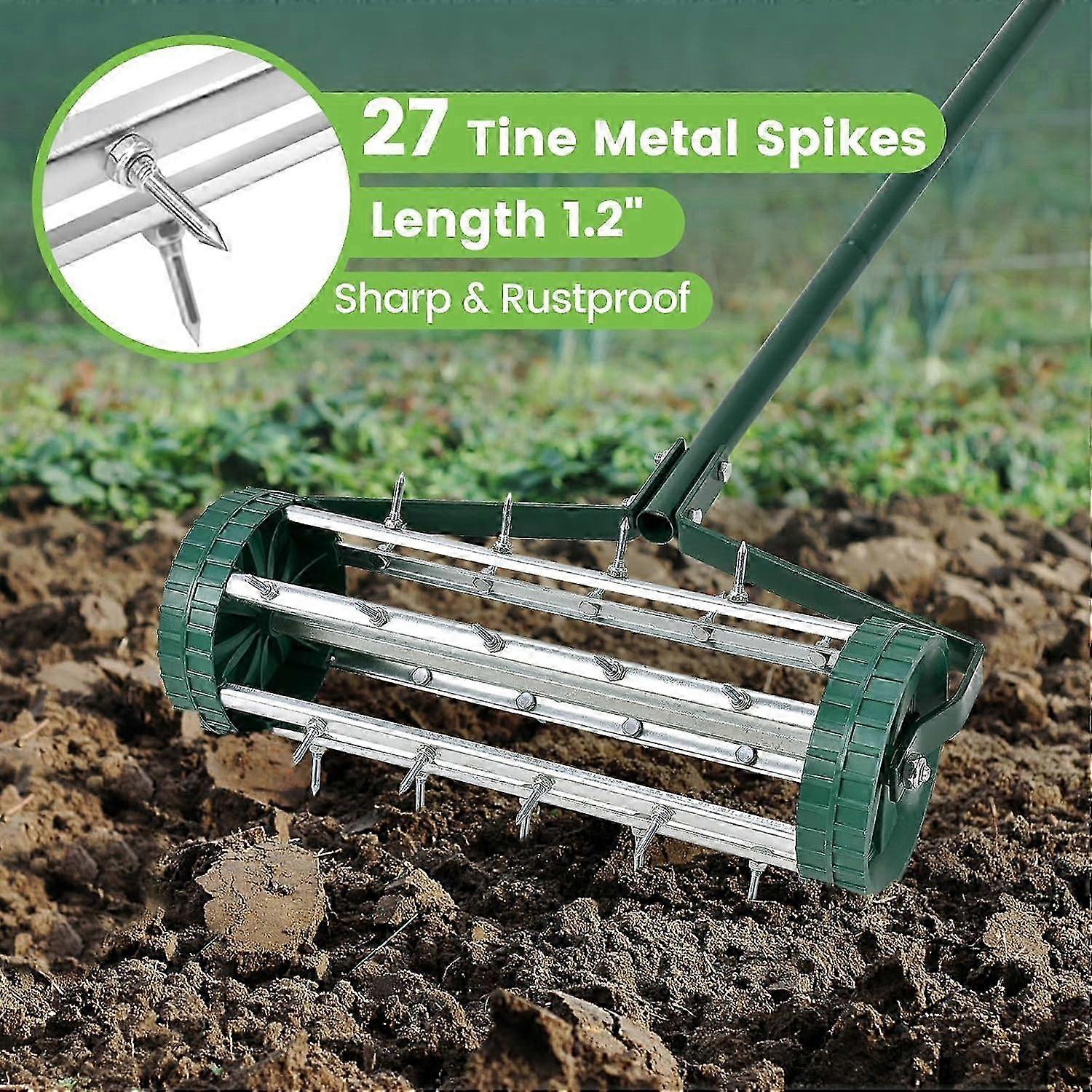Lawn Aerator, 17inch Rolling Aerator with Sharp Spikes & Anti-Slip Handle 2025