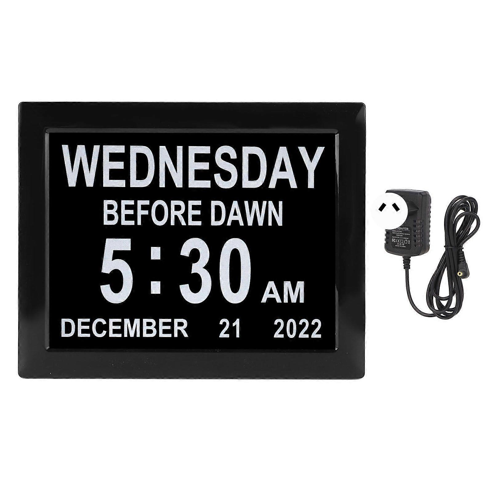 8inch Digital Day Calendar Clock Alarm Reminders Auto Dimming Large Display Elderly Digital Clock 110240V AU Plug
