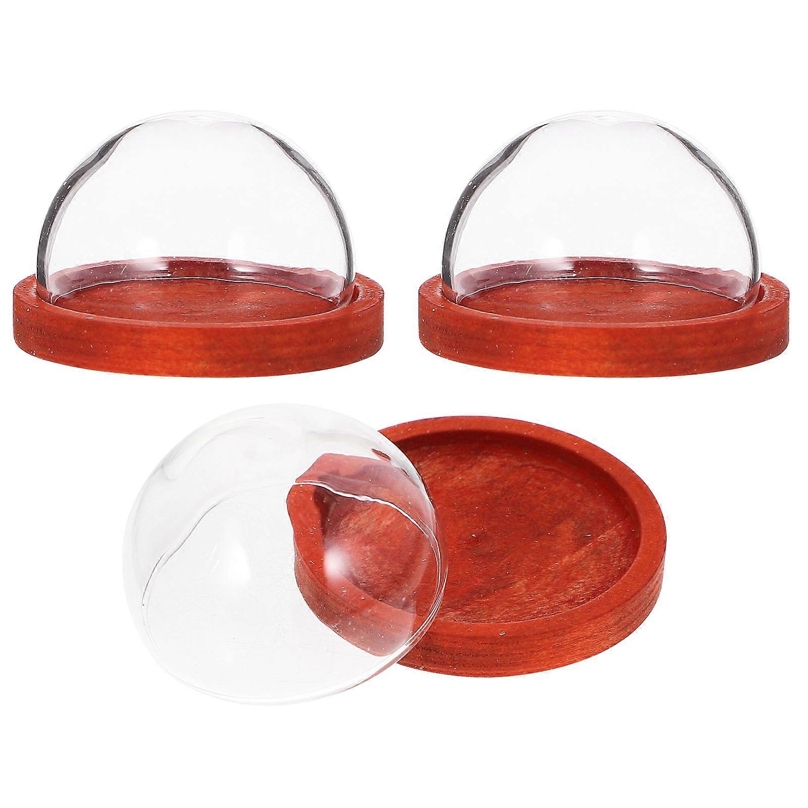 Glass Dome Mini Glass Dome for Protection 9Pcs Display with Wood Base
