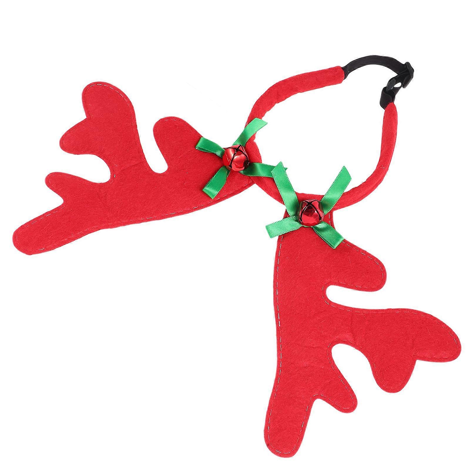 Pet Christmas Deer Horn Headband for Decor Soft Plush Red