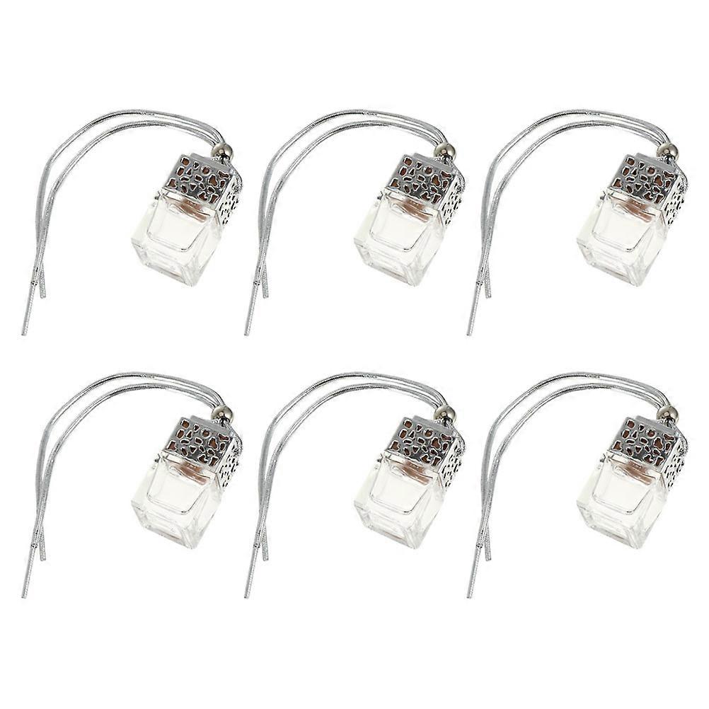 Car Air Freshener Square Perfume Diffuser Car Accessory Silver for Vehicle Decoration 6Pcs
