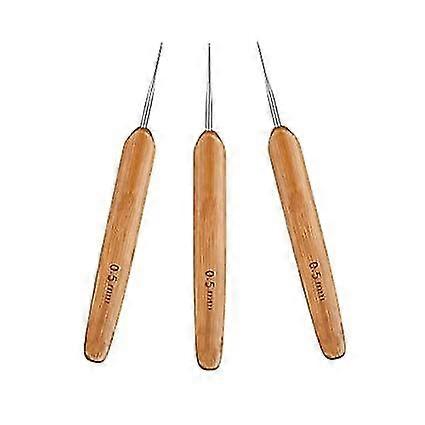 3pc 0.5mm Crochet Needle with Bamboo Handle for Dreadlock Maintenance Tools