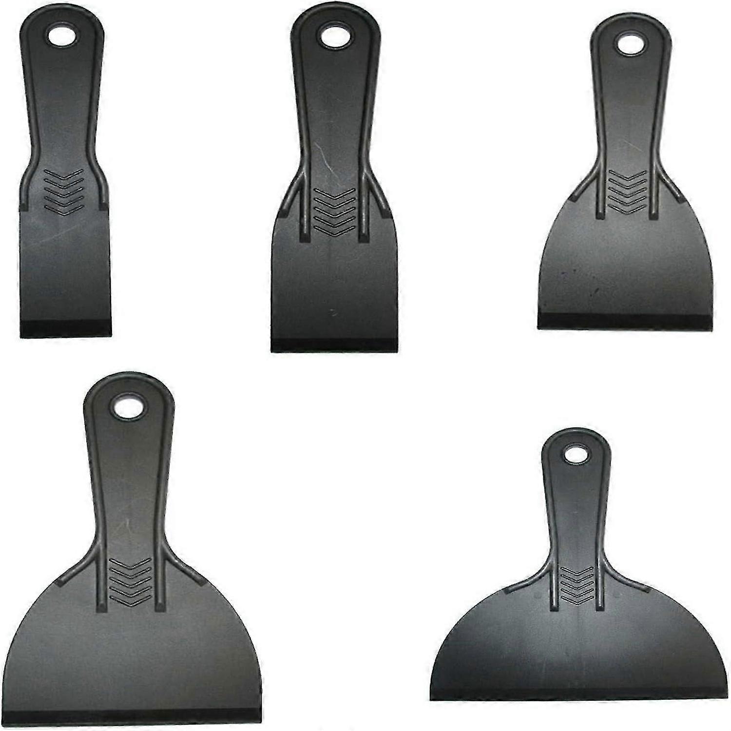 Plastic Putty Knife Set Flexible Scraper Set Plastering Tool for Patching,Spackling,Wallpaper (Black, 5 Pcs)