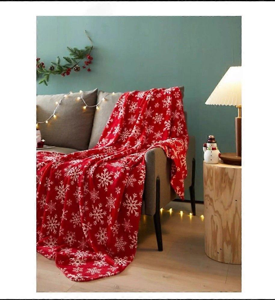 Holiday Time Super Soft Plush Throw Christmas Snowflakes Red Blanket HK150