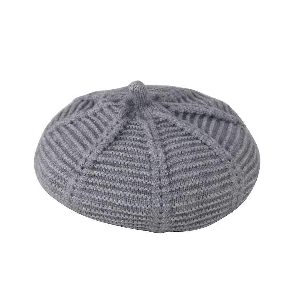 Girls Wool Berets Hat for Kids Grey Wool Weaving Beret Autumn